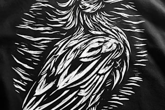 draw linocut illustration for shirt design