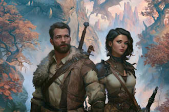 create cinematic fantasy character illustrations