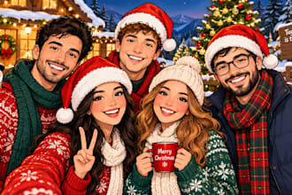 draw christmas cartoon caricature