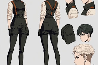 draw a character sheet in anime style