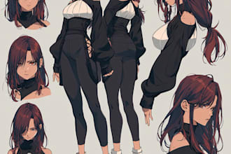 draw anime character sheet for you