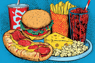 illustration of food pop art