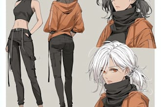 draw a character sheet in anime style