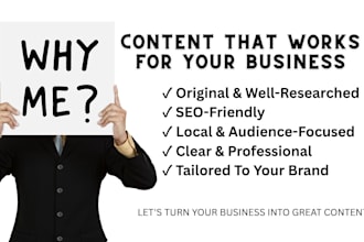 write SEO optimized content writing for you