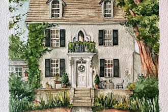 make a oc watercolor house design