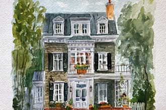 create a house painting and watercolor house