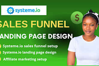 setup systeme io sales funnel, affiliate marketing, systeme io landing page