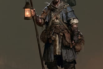 draw dark fantasy character concept art for dnd, tabletop, or fantasy books
