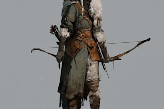 paint realistic warrior knight concept art and game character designs