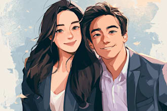 draw aesthetic anime couple art