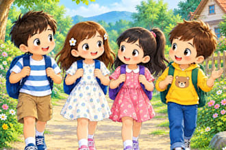 draw children story book illustration and children book