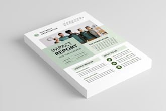 design nonprofit annual report, impact report and a trifold brochure layout