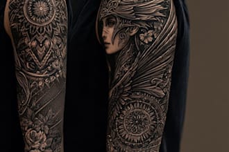 draw a custom japanese tattoo illustration with traditional tattoo aesthetics