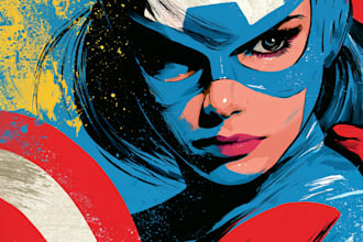 create unique comic style superhero pop art