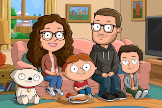 draw you as a high quality family guy character illustration