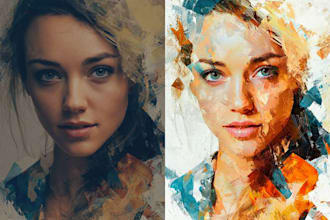 draw a unique abstract painting from your portrait or anything