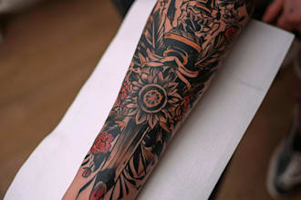 draw a custom tattoo illustration and unique tattoo design