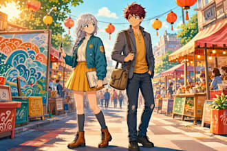do custom anime illustration in anime style design for your oc