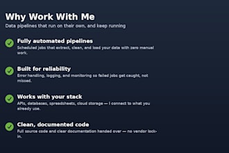 build automated etl data pipelines and workflow automation