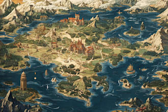 draw fantasy map design or map illustration for you