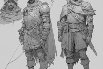 draw original fantasy sketches for characters and stories