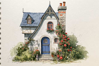 draw a watercolor house painting