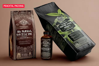 design coffee labels, packaging, and pouches