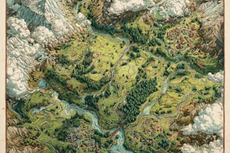 hand draw a fantasy map with digital watercolours