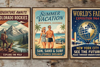 make vintage retro poster illustration