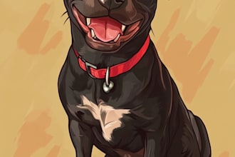 create pet portrait illustration