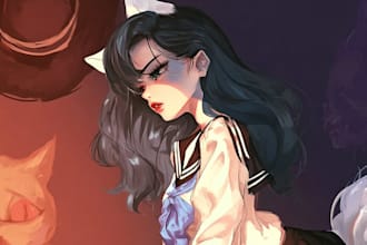 draw moe anime character, fanart, oc in my art style