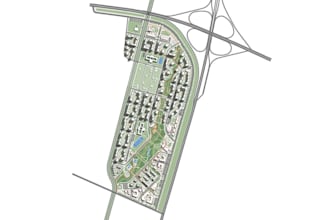 visualize 3d site plan, housing development, real estate microdistrict layout
