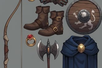 design creative concept art of weapons and items