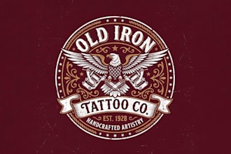 design old school tattoo parlor vintage logo with express delivery