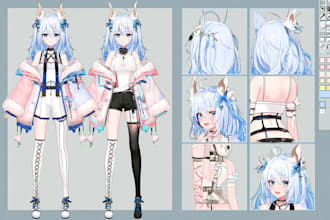 design png tuber model for streaming in chibi vtuber style