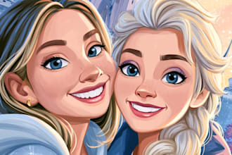 draw cartoon portrait in  cartoon illustration
