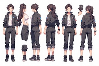 create original anime character sheet or reference for