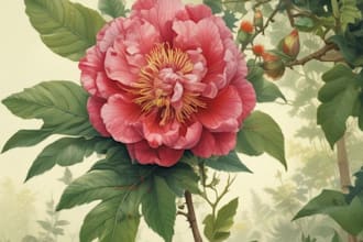 draw botanical vector illustration of plants and flowers