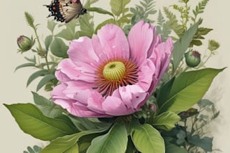 create a realistic botanical drawing