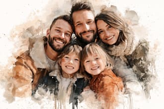 custom watercolor family portrait