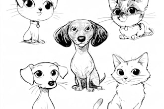 draw vector line art dog or pet portraits