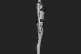 create articulated and poseable model, bjd doll, printable character model, nsfw