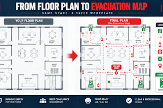 design a professional fire evacuation plan and emergency exit diagram