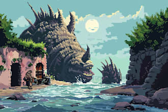 make pixel art scene or background