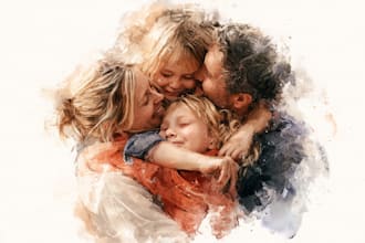 custom watercolor family portrait