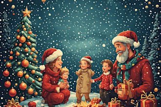draw custom christmas caricatures for winter