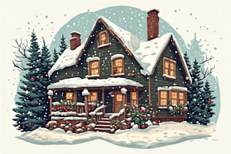 draw retro holiday xmas christmas and winter artworks