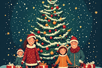 draw custom christmas caricatures for winter