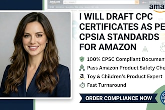 provide a cpsia compliant CPC certificate for amazon products