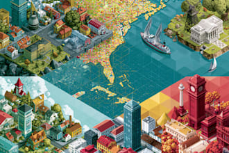 illustrate a creative vector map